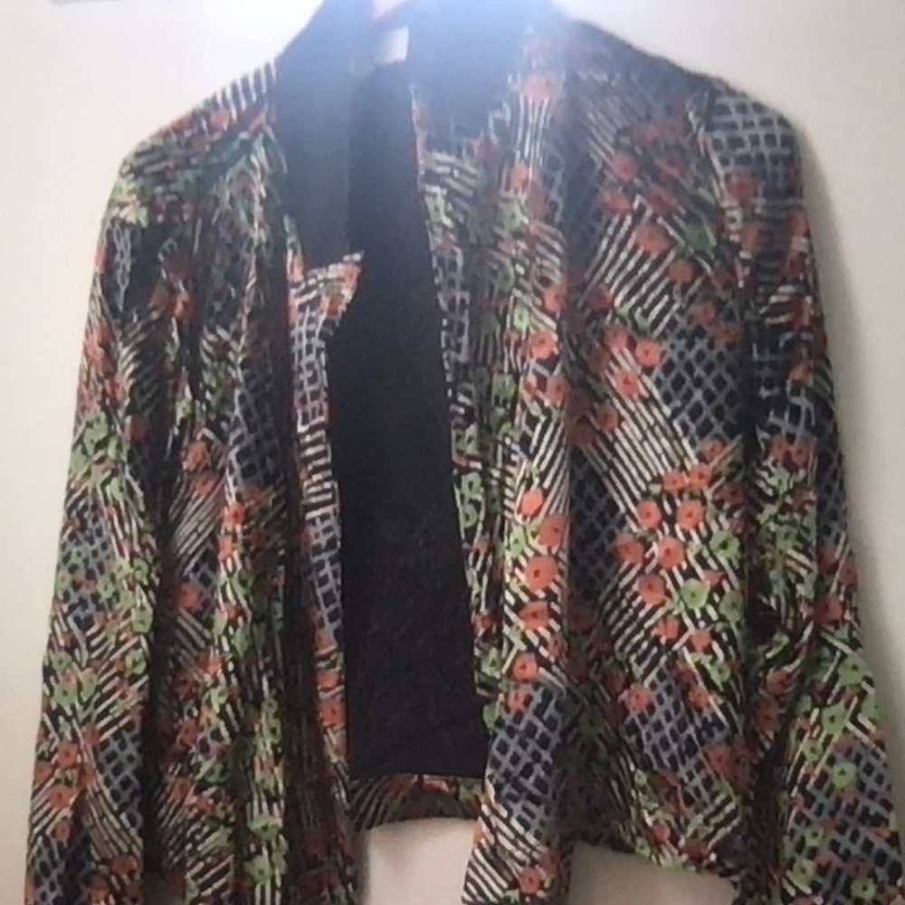 Anthropologie striped and floral patterned cardigan, size 12